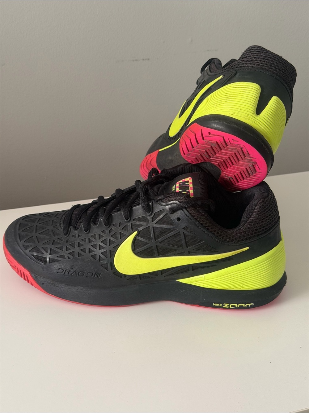 Nike Zoom Cage 2 Men’s Black, Volt & Pink Athletic Training Shoes